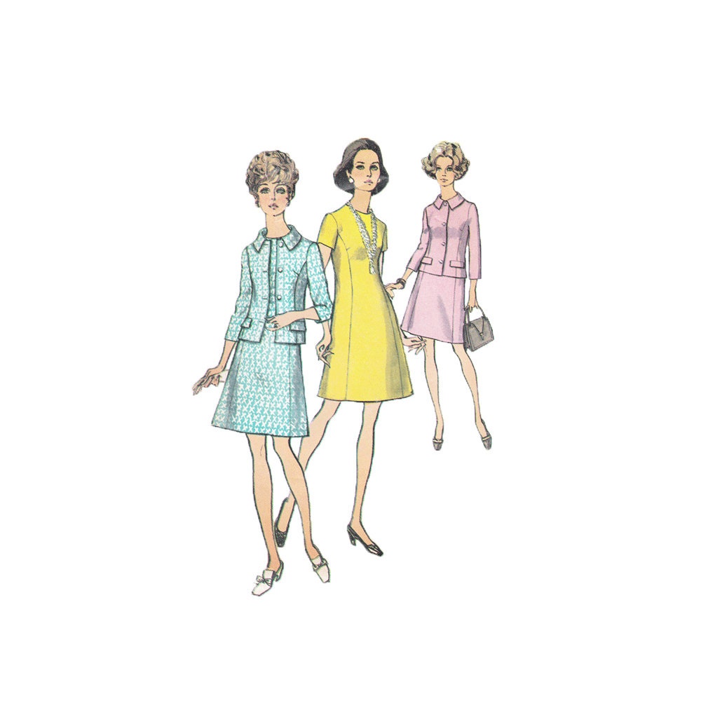 Vintage 70s Dress Sewing Pattern Jacket Dress Princess Seams High Round Neckline Size 18 Bust 40 Simplicity 8692