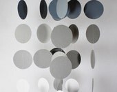 Handmade Grey and Snow white Nursery Mobile...Smoke gray and white circles,