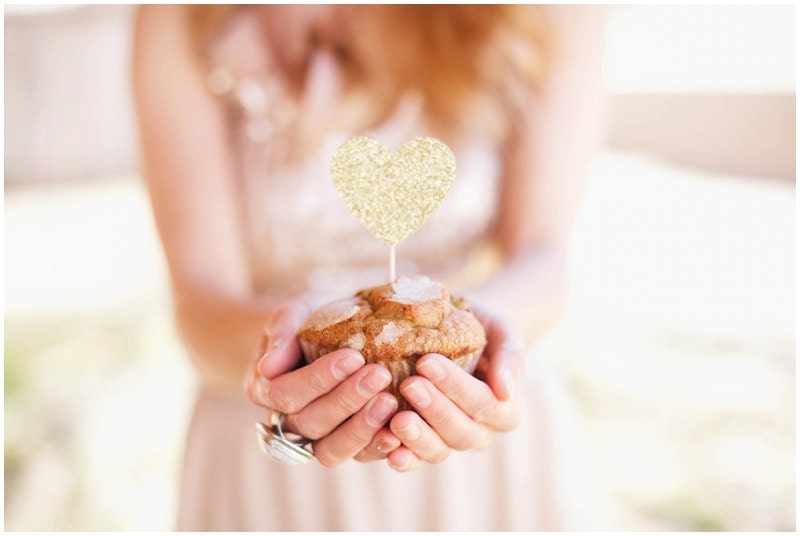 Gold Sparkle Cupcake and Cake Toppers-12 count