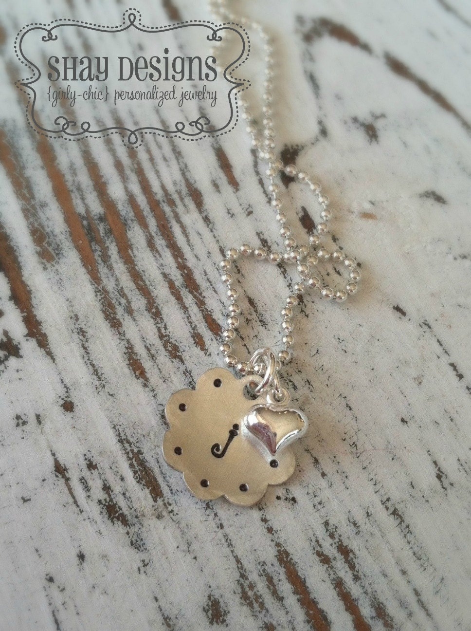 Personalized Scalloped Initial Charm Necklace