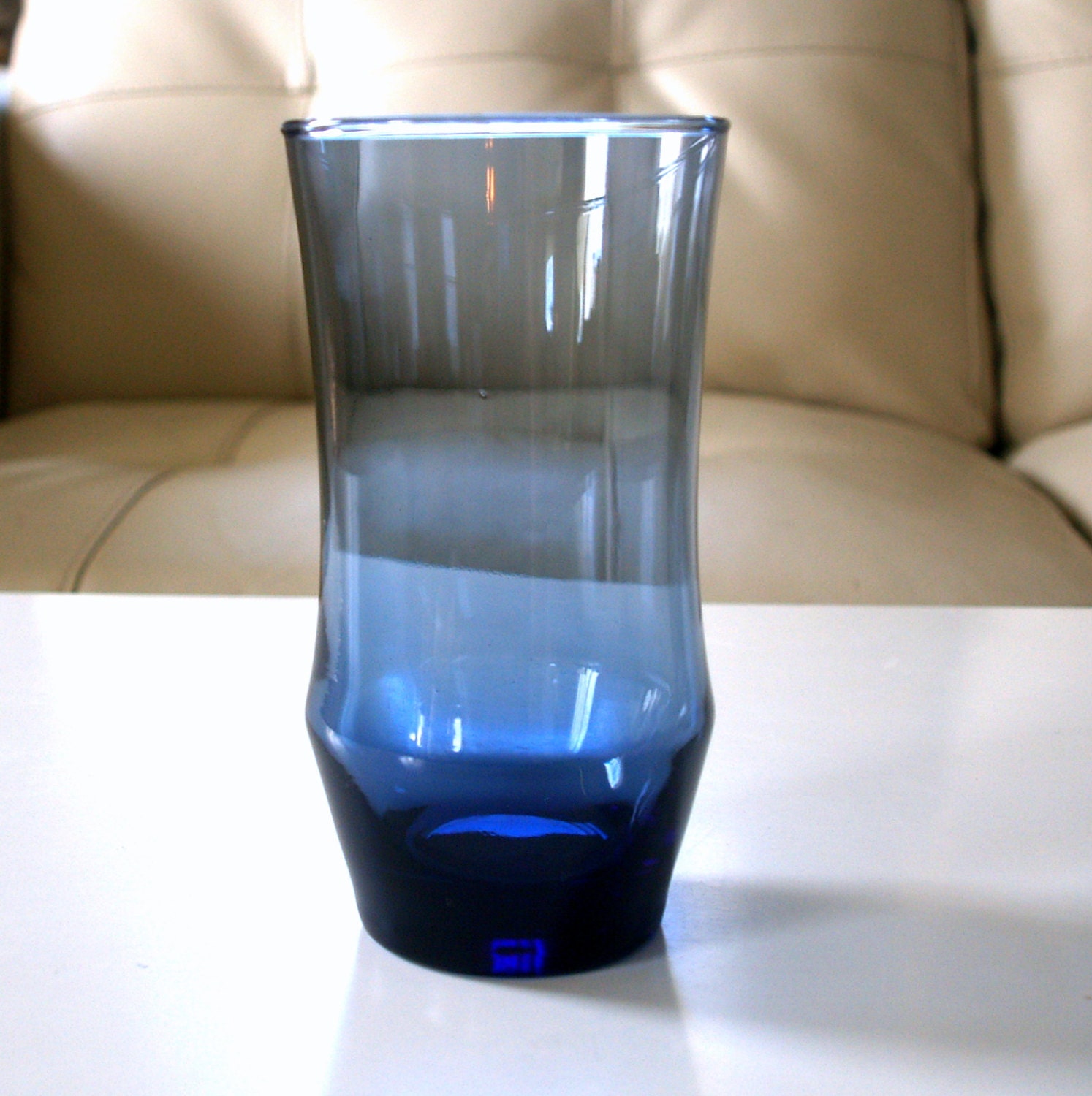 8 DANISH MODERN GLASSES Smoked Mid Century Vintage Bar Libbey Dusky Colbalt Blue Apollo Tabletop Set Barware Lounge / 60s Kitchen Glassware