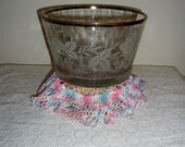 Vintage Mid Century Modern Glass Ice Bucket with Gold Rim Only 5 USD