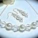 Elegant Pearl NECKLACE and EARRING SET - Clear Swarovski Crystals and White Pearls- Bridal Jewelry -