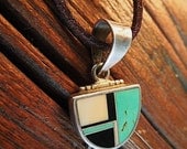 Spring Sale price Vintage Sterling Silver, turquoise, onyx & spiny oyster pendant by Navajo Artist Ray Tracey
