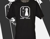 Game Over funny mens t-shirt bachelor party wedding groom tshirt retro adult humor hangover tee shirt gift for friend son best man stag