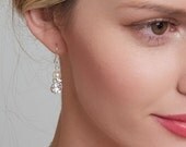 Bridal Earrings, Classic Pearl Earrings with Rhinestone Crystals