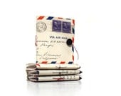 Long Lost Love - vintage airmail Envelope Journal with Double Purple stamps - Envelope mini-journal