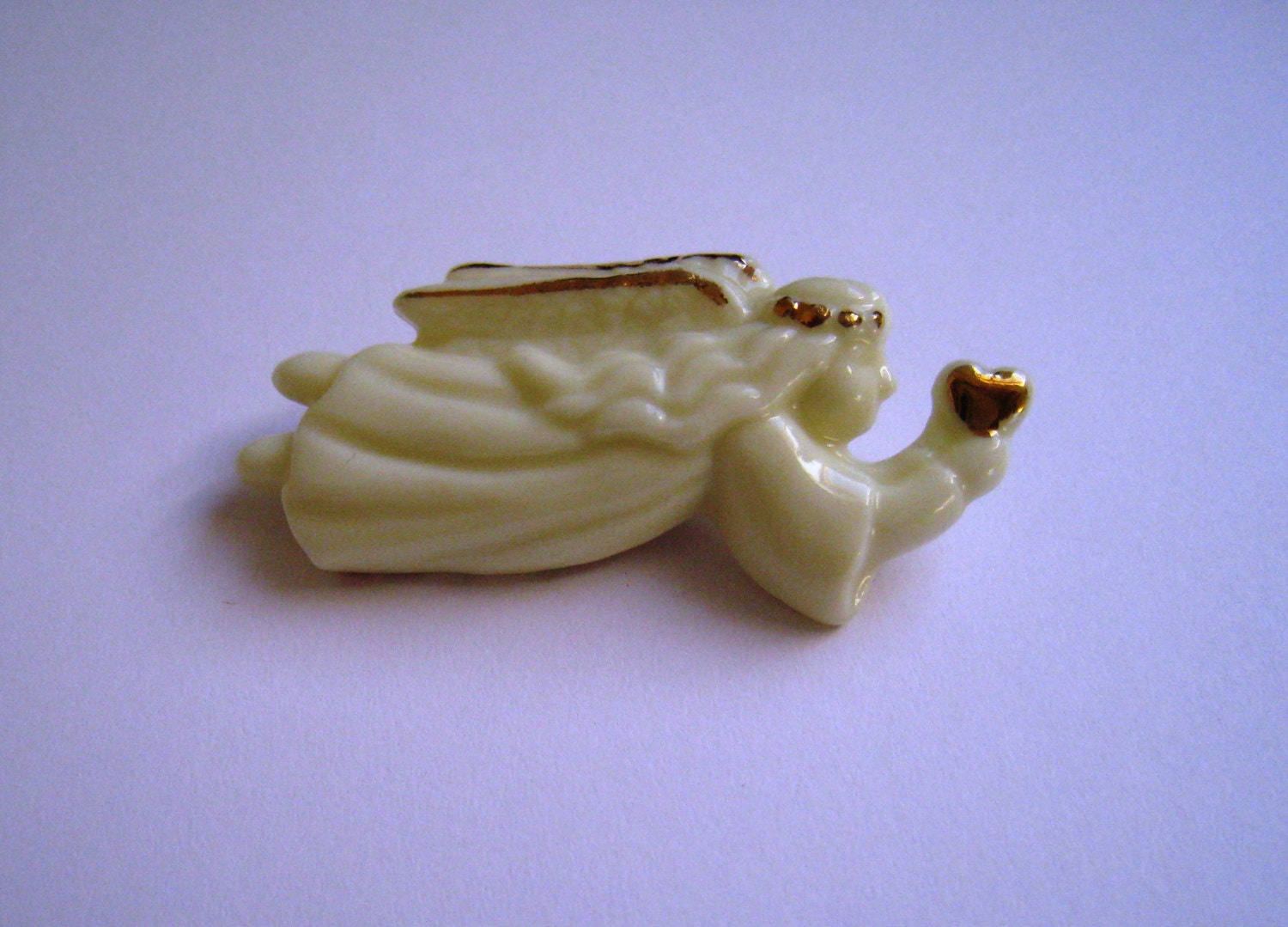 Angel Brooch or Pin with Gold Heart