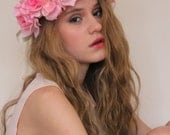 Pink pastel romantic flower hairband
