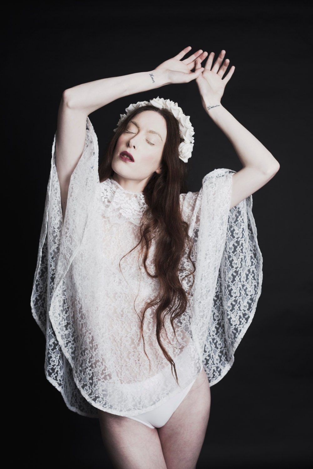 Velvet cream flower hairband
