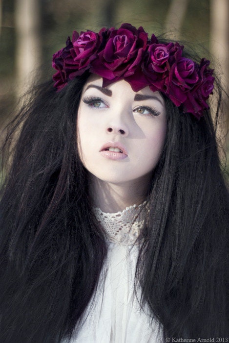 Burgundy  Velvet Rose Flower Crown