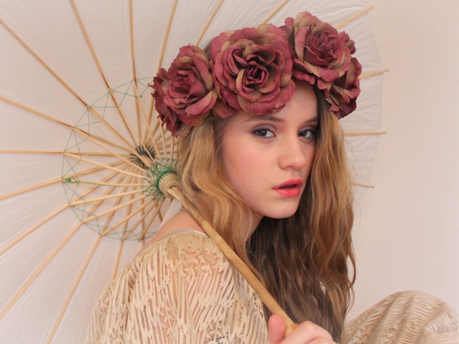 Romantic rose flower crown