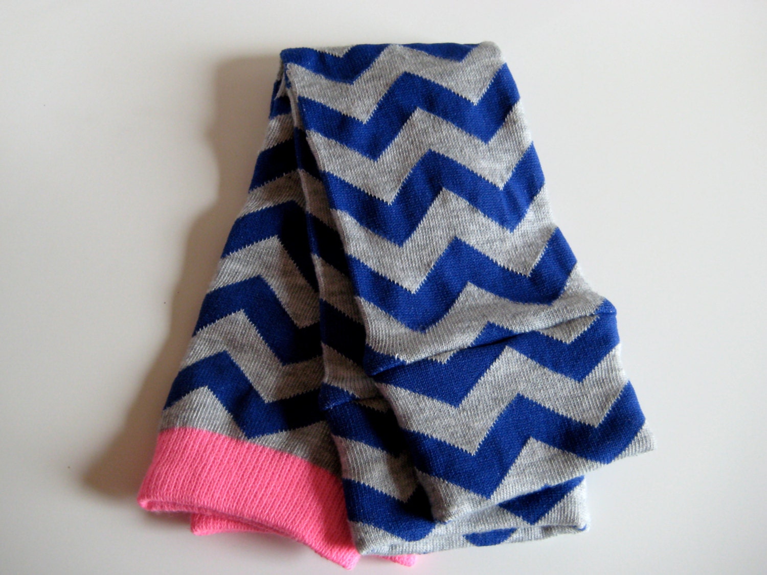 Grey & Navy Chevron Baby/Toddler Leggings with Pink cuffs