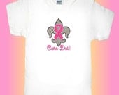 Womens PINK RIBBON Cure Dat Fleur De Lis T shirt