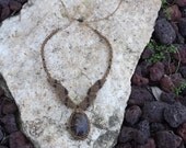 Brown Boa Stromatolate Fossil Micro Macrame Necklace/ Boho Chic/ Tribal