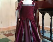 Girl's Renaissance Gown in Velveteen & Silk, Children's Size 4-6, Ready to Ship