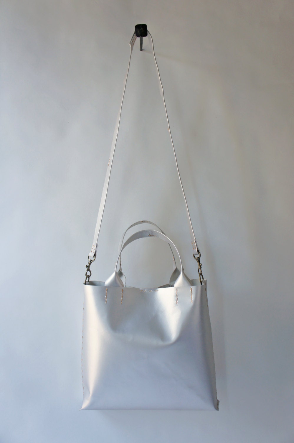 The Stella Bag - Lightweight - Matte Silver - with removable canvas pouch