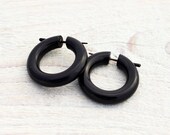 Hoop Post Earring Horn Hand Carved Tribal Style - Gauges Plugs Bone Horn - PE020S H