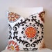 18 inch throw pillow cover, Red, orange, brown colors modern print. Chili Pepper, Floral geometric print. For indoor use.