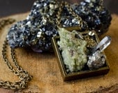 Super Minerals "Crystal Gardens" Pendant with Vesuvianite,Druzy,Pyrite,Quartz