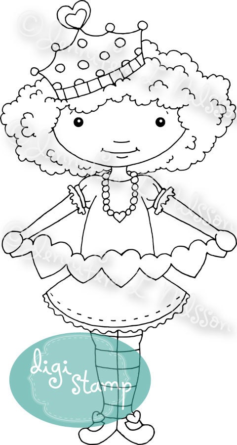 Digital Stamp - Queen of Hearts - Valentine digistamp