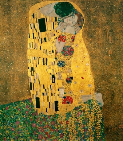 Art Prints of famous Gustav Klimt painting called The Kiss--Featured in Etsy Treasury