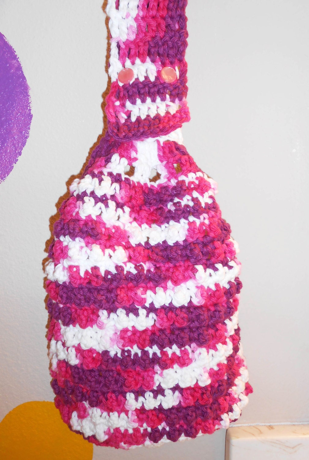 Hanging Crochet Kitchen Towel - Bubble Gum Pop
