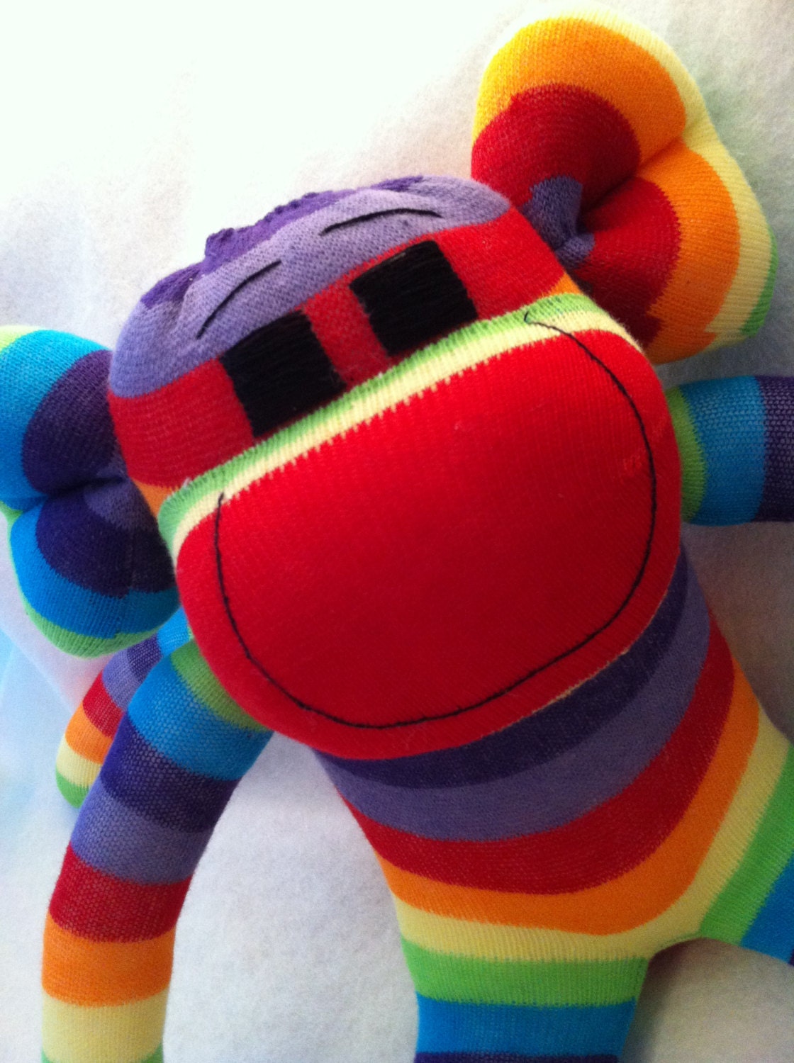 Rainbow Striped Sock Monkey CE marked CUSTOM Order