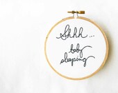 Baby embroidery hoop decor / shhhh baby sleeping / shower gift / door hanger / cream white kids room