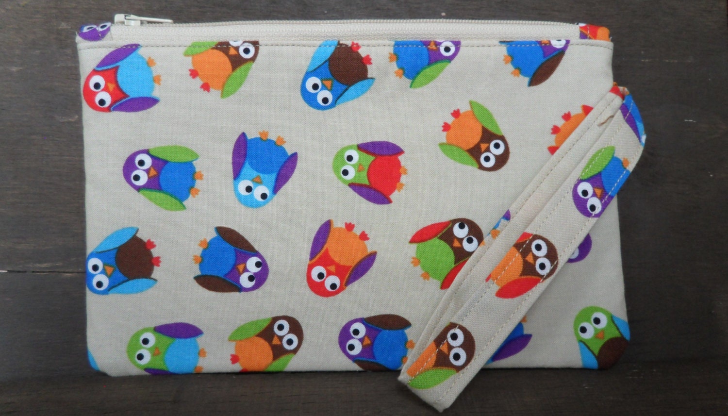 Owl Zipper Bag Wristlet
