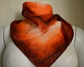 Vintage Polyester Scarf Nasharr Freres Orange Brown Peach Nature Retro