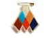 Chevron diamond badge embroidered coral blue peach tan brooch Tuareg inspired