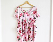 vtg 90's FULL FIGURE pink floral mini dress size XL