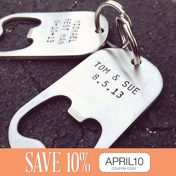 Set of 7 - GROOMSMEN GIFTS Personalized Bottle Opener Keychains - Wedding Best Man