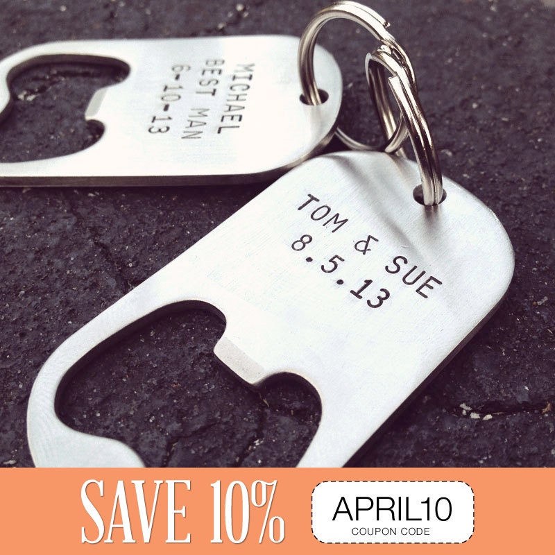 Set of 7 - GROOMSMEN GIFTS Personalized Bottle Opener Keychains - Wedding Best Man