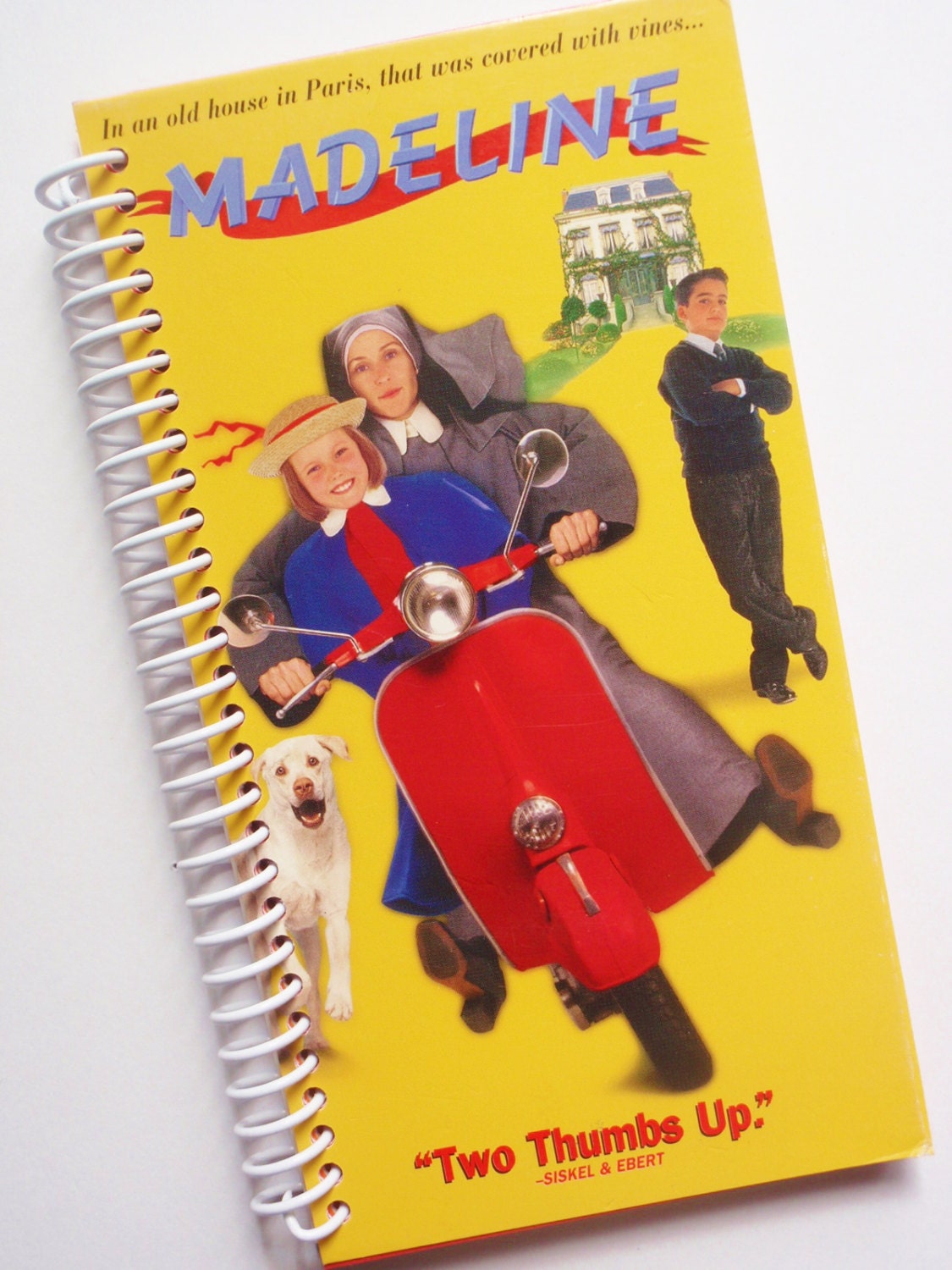 MADELINE Notebook Journal upcycled spiral notebook Recyled Earth Friendly Made from an actual vhs movie cover