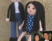 Custom Crochet Doll Husband Wife Vegan I Heart NY Asian Black Hair Plush Stuffed Toy Baby Girl Gift MADE to ORDER