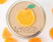Mason Jar Gift Label: 6 Felt Apricot Party Tag - Regular or Wide Mouth Canning Labels