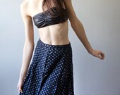 Vintage Black Navy Pattern Long Maxi Full Skirt Small Extra Small Medium