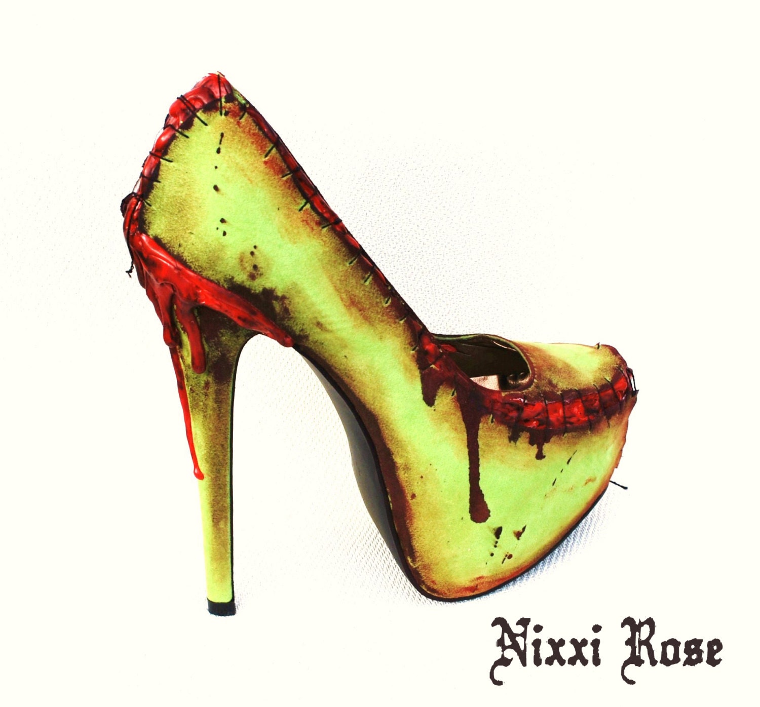 NEW 'NECRO' VERSION Zombie flesh blood and stitches platform heels