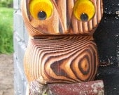Cute Vintage Wooden Owl Sitting on Branch Wall Hanging Decor