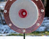 GARDEN art and YARD sun catcher: recycled glass garden plate sculpture