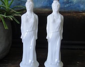 Vintage Milk Glass Avon Decanter Statues // Greek Goddesses // Set of 2