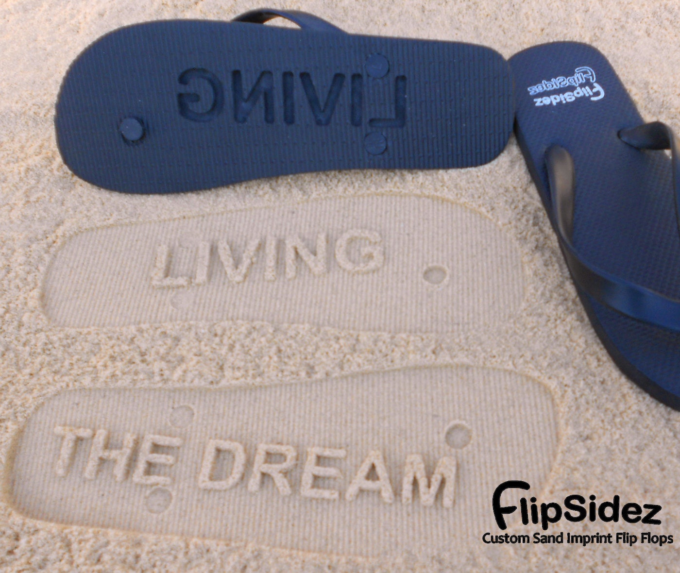Custom Sand Imprint Flip Flops. Personalize With Your Design. No Minimum Order Quantity