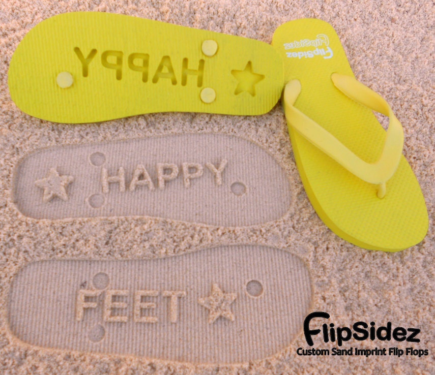 Custom Sand Imprint Flip Flops. Personalize With Your Design. No Minimum Order Quantity