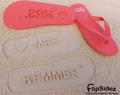 Custom Sand Imprint Bridal Flip Flops. Personalize With Your Design.