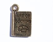 Cooking Charm - Cookbook Charm - Art of Cooking - Bracelet Charm - Brass Charm - Jewelry Findings - Bracelet Charm - Necklace
