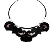 Baroque Style Metal Choker in Black Frame and Rose Mirror Perspex