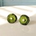 Olive Green Fabric Stud Earrings, Small Round Posts, Emerald Earrings, Tiny Studs, Bridesmaid Olive Green and Ivory