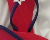 Patriotic 4th of July Flip Flops Red White Blue with Swarovski Crystals